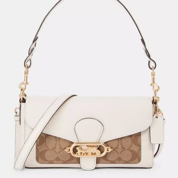 Coach Jade Shoulder Bag With Signature Canvas Detail New - Picture 1 of 5